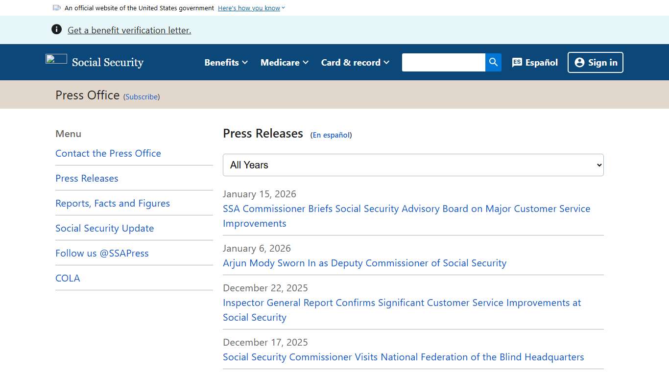 Press Releases | News | SSA